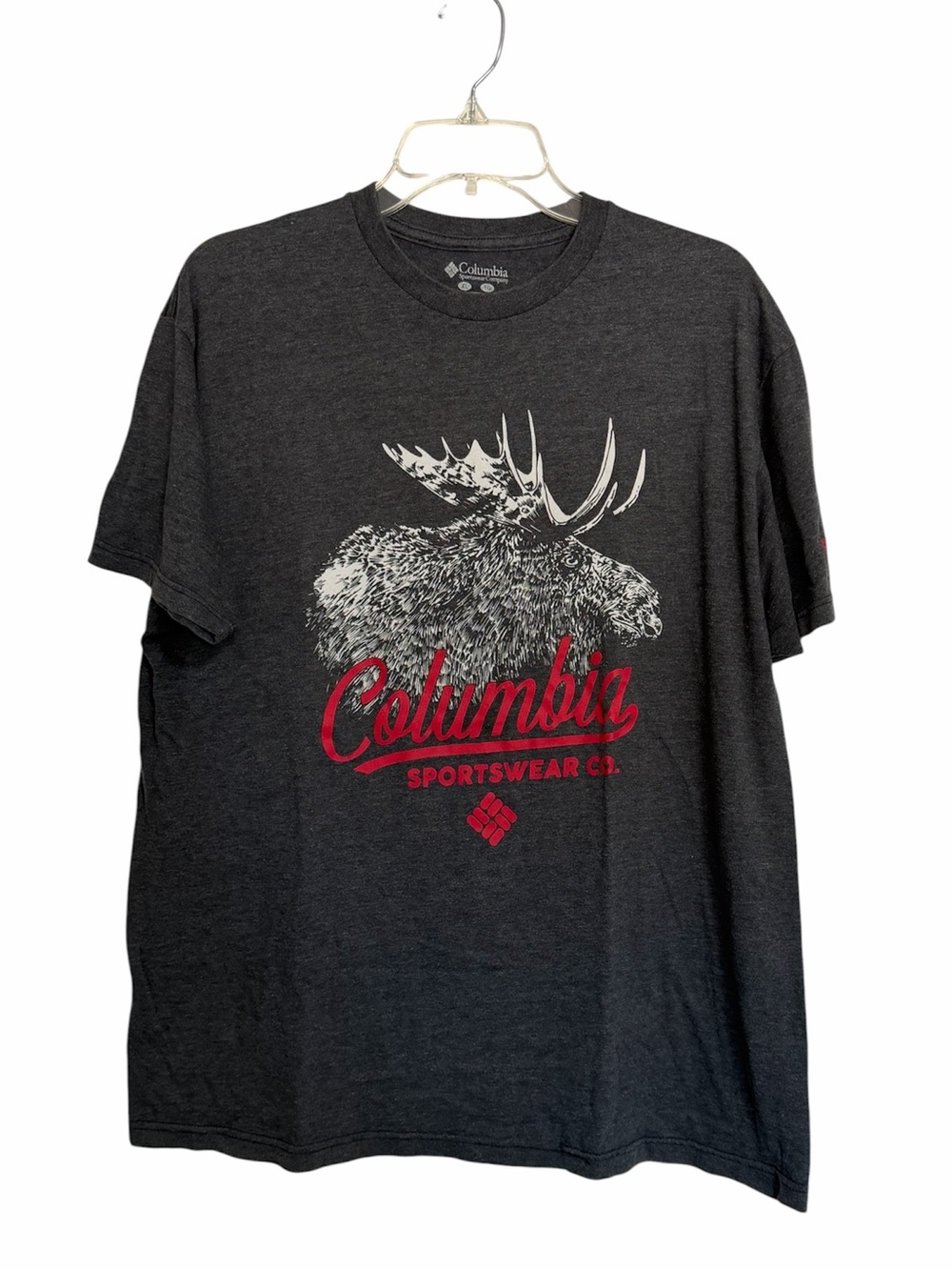 Columbia Men's Charcoal Graphic Moose Tee with Red Logo Unisex